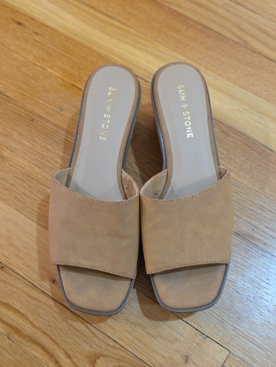 Sun + Stone Shoes - Sun + Stone Women's Camel-Tan Slide Mules